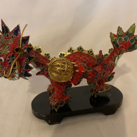 Китайски античен червен метален дракон, снимка 1 - Антикварни и старинни предмети - 44909358