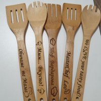 Комплект дървени бъркалки от бамбук с надпис по ИЗБОР, снимка 2 - Сувенири от дърво - 35263879