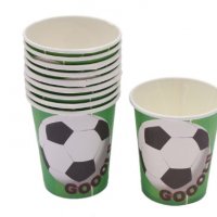 Футбол футболни топка Goool зелени 10 бр картонени чаши парти рожден ден, снимка 1 - Чаши - 27708958