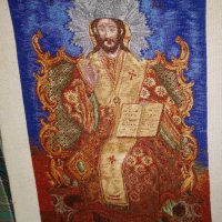 Продавам Вилеров гоблен икона - Исус на трона , снимка 1 - Гоблени - 33492619