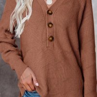 Дамски ежедневен моден плетен пуловер с V-образно деколте, 5цвята - 023, снимка 6 - Блузи с дълъг ръкав и пуловери - 39728807