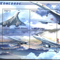 Чисти марки в малък лист Авиация Самолети Конкорд 2012 от Гвинея Бисау , снимка 1 - Филателия - 44891864