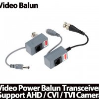 Комплект Видео Балуни за до 5MP HD-TVI HD-CVI AHD CCTV Камери BNC UTP RJ45+DC12V по CAT5/5E/6 Кабел, снимка 1 - Комплекти за видеонаблюдение - 36642868