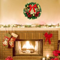Коледен венец Mеrry Christmas с панделка, снимка 4 - Декорация за дома - 42975254
