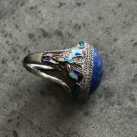 Сребърен емайлиран пръстен , снимка 2 - Пръстени - 43322198