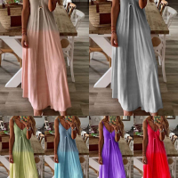 Дамска избледняваща макси рокля в два цвята в стил потник с V-образно деколте, 7цвята , снимка 1 - Рокли - 44891717