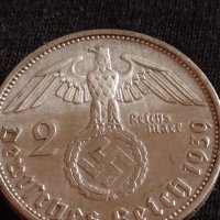 Сребърна монета 2 райхсмарки 1939г. Нацистка Германия Трети Райх с СХВАСТИКА за КОЛЕКЦИЯ 42048, снимка 8 - Нумизматика и бонистика - 43798712