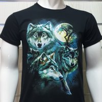Нова мъжка тениска с дигитален печат Вълци, пълнолуние, Серия вълци, снимка 10 - Тениски - 29040473