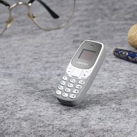 Мини телефон, BM10, с промяна на гласа, малък телефон, L8Star BM10, Nokia 3310 Нокия, сив, снимка 3 - Телефони с две сим карти - 37122399
