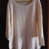 бяла блуза плетиво ХЛ-ХХЛ размер с ръкав под лакът, снимка 1 - Блузи с дълъг ръкав и пуловери - 26675199