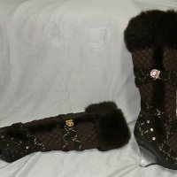 ботуши Baby Phat  Odessa Brown Faux Fur Boots номер 37 , снимка 3 - Дамски ботуши - 27060705