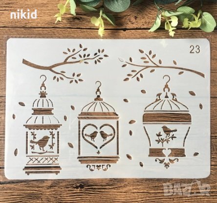 3 Клетки кафез за птички стенсил шаблон за спрей торта украса декорация, снимка 1