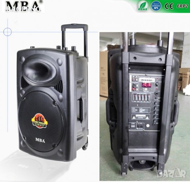 *█▬█ █ ▀█▀ MBA Караоке Колона F15 MBA LUX 3000w с 2 микрофона ,акумулатор Bluetooth FM, снимка 1