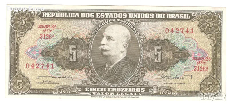 Brazil-5 Cruzeiros-1962-P# 176a-Paper, снимка 1