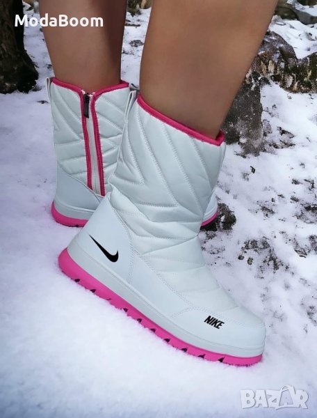 🤩Уникални стилни дамски бели зимни боти с розово🤩, снимка 1