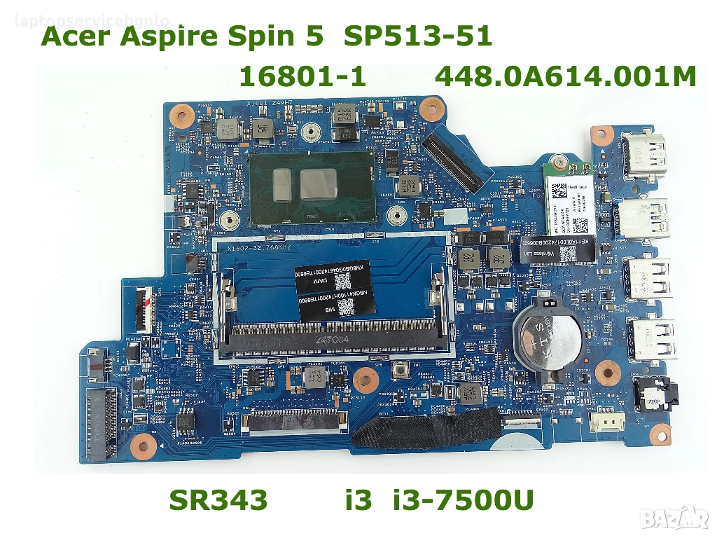 Дънна платка ACER Aspire SPIN 5 SP513-51 i3-7100U 16801-1 448.0A614.001M NBGK41100, снимка 1