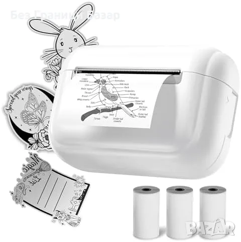 Нов Преносим стикер принтер Q02E с Bluetooth и хартия – за телефон печат, снимка 1