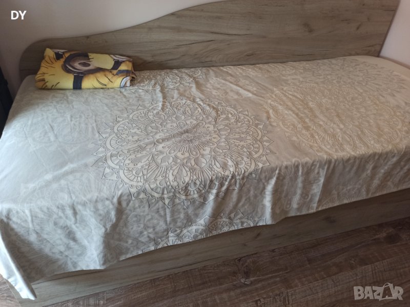 Единично легло цвят дъб Крафт с вкл матрак, снимка 1