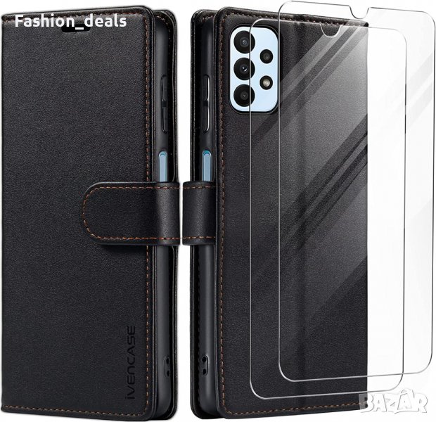 Нов черен флип калъф/кейс за Samsung Galaxy A23 с 2 протектора Самсунг, снимка 1