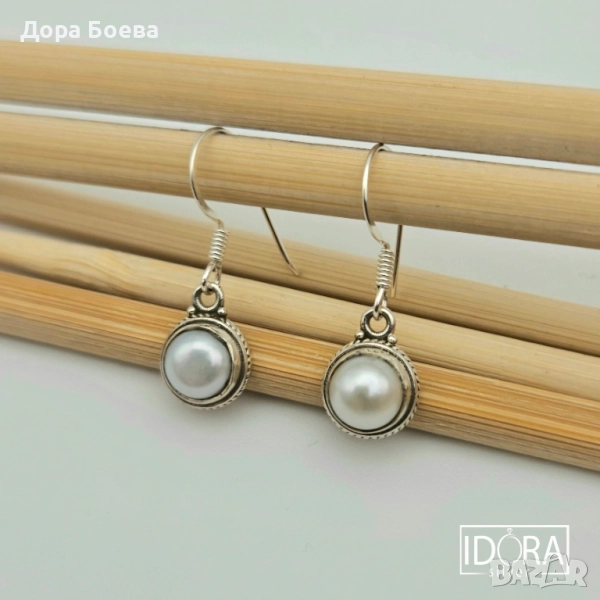 Сребърни обеци: "Луния", снимка 1