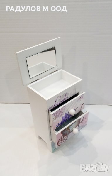 Кутия за бижута с огледало и две чекмеджета "Лавандула" /91875/, снимка 1