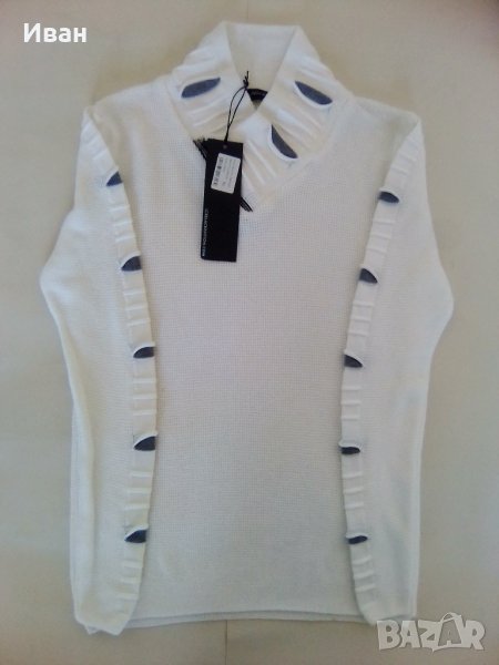 Мъжки пуловер LCR Black Edition, размер XL, бял - напълно нов - само по телефон!, снимка 1