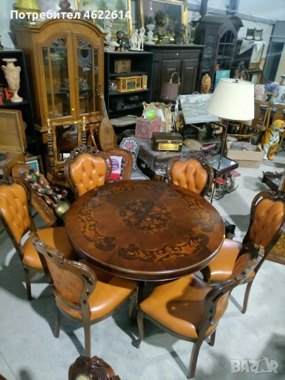 РАЗТЕГАТЕЛНА МАСА С ШЕСТ СТОЛА БАРОКОВ СТИЛ , снимка 1