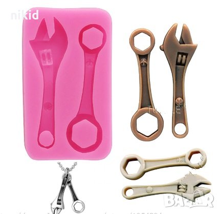 2 вида малък гаечен ключ инструменти силиконов молд форма за декорация торта фондан украса, снимка 1