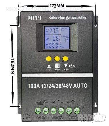 Контролер 100А с мониторинг на максимална мощност за 12V 24V 36V 48V, снимка 1