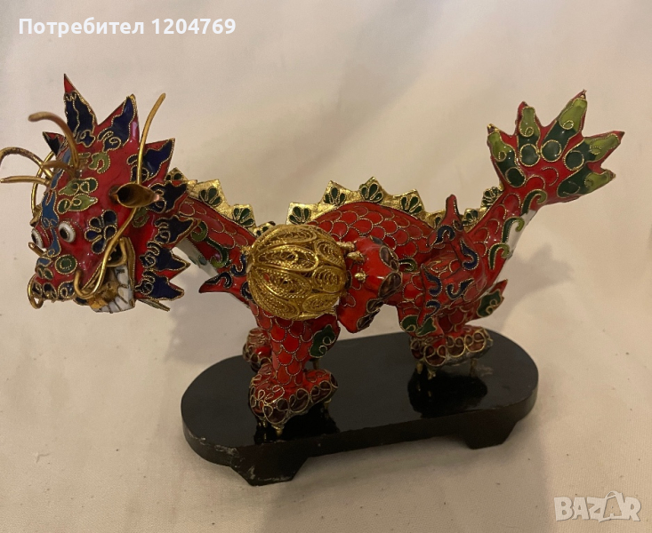 Китайски античен червен метален дракон, снимка 1
