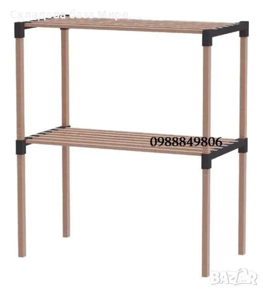 Етажерка 2 етажа Естествено дърво, 57x30x64.5 сантиметра, снимка 1