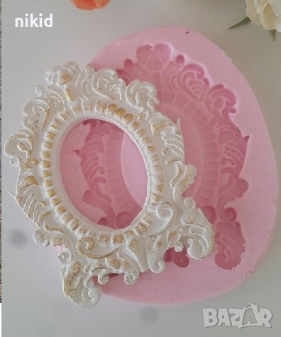 рамка с крачета овал силиконов молд форма фондан гипс, снимка 1