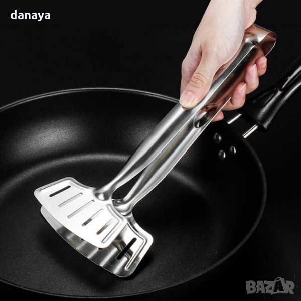 1486 Двойна шпатула за скара широка щипка за сервиране и готвене, снимка 1