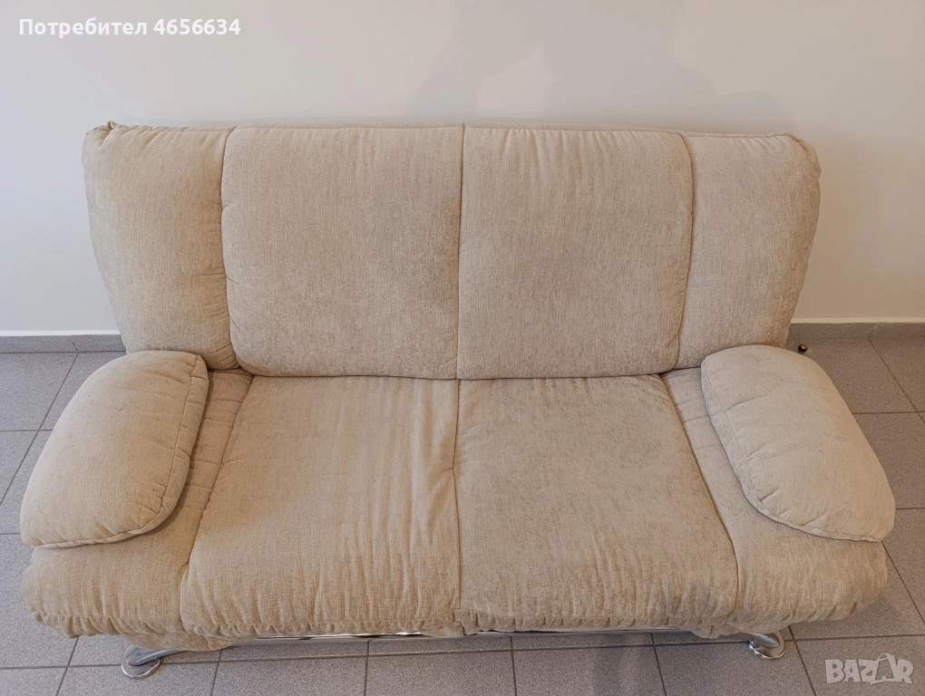Бежов двоен диван, снимка 1
