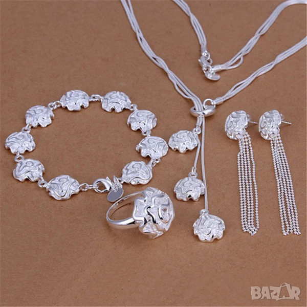 Сребърен комплект рози, снимка 1