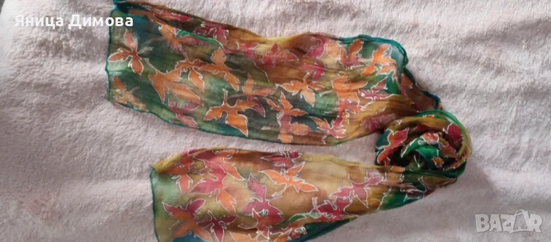 Ръчно рисуван копринен шал, снимка 1