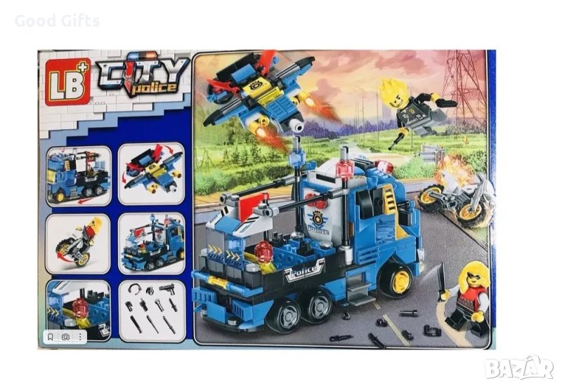 Конструктор City Police С мигащи светлини на колите, 401 части, снимка 1