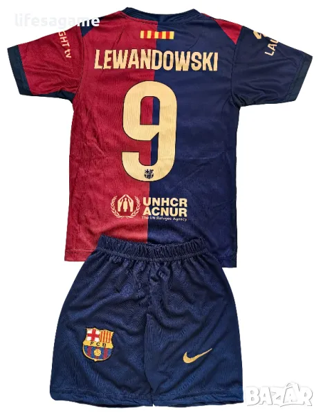 ПОСЛЕДНА БРОЙКА 176! Детски футболен екип Барселона Левандовски комплект Barcelona Lewandowski, снимка 1
