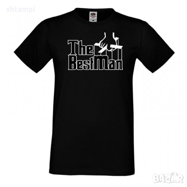 Мъжка тениска за ергенско парти BEST MAN godfather за КУМ, снимка 1