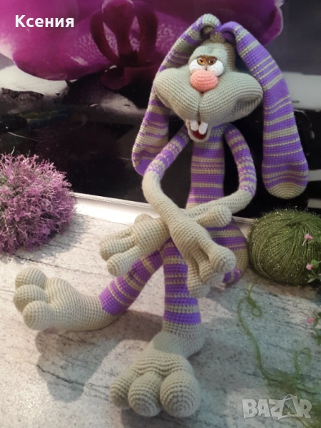 Плетена играчка Заек-Крези КЕКС, Ръчно изработена, Перфектен подарък, снимка 1