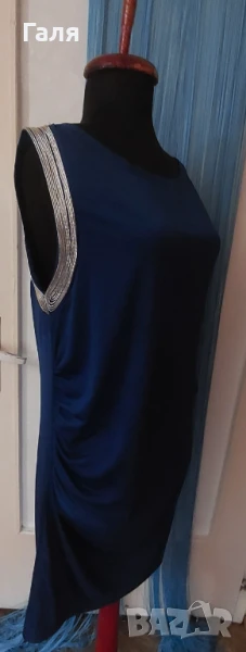 Асиметрична рокля/туника цвят турско синьо, размер Л, снимка 1