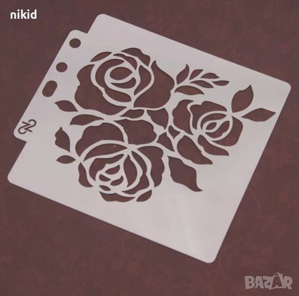 3 рози стенсил шаблон за спрей за торта украса Scrapbooking, снимка 1