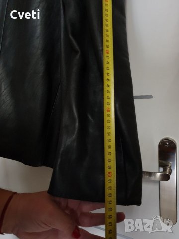 Кожено черно палто , снимка 7 - Палта - 34935501