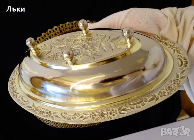 Бронзов съд за сервиране с капак,рози,барок. , снимка 4 - Антикварни и старинни предмети - 38585929