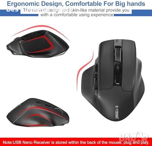 Нова Ергономична Безжична Мишка 5-степен DPI - Идеална за Гейминг, снимка 3 - Клавиатури и мишки - 43567666