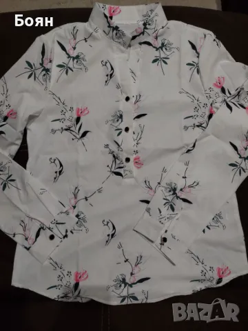  Дамска бяла риза с шарки