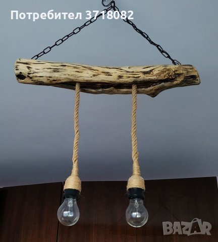 Полилей изработен от дърво, снимка 4 - Лампи за таван - 40577893