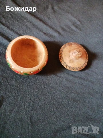 Дървена Солничка. Ръчно пирографирана., снимка 3 - Други - 51349135