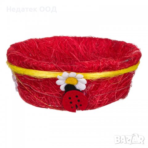 Великденска декорация, Панер от изкуствена трева, 18x7cм