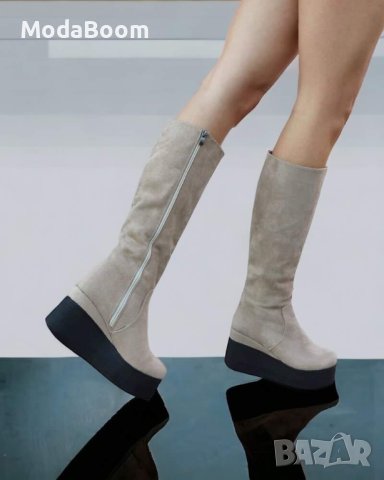 💯Уникални велурени дамски ботуши на платформа / два цвята 💯, снимка 2 - Дамски ботуши - 43257132